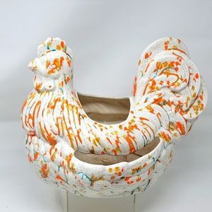 70s Drip Splatter Paint Chicken Planter ceramic